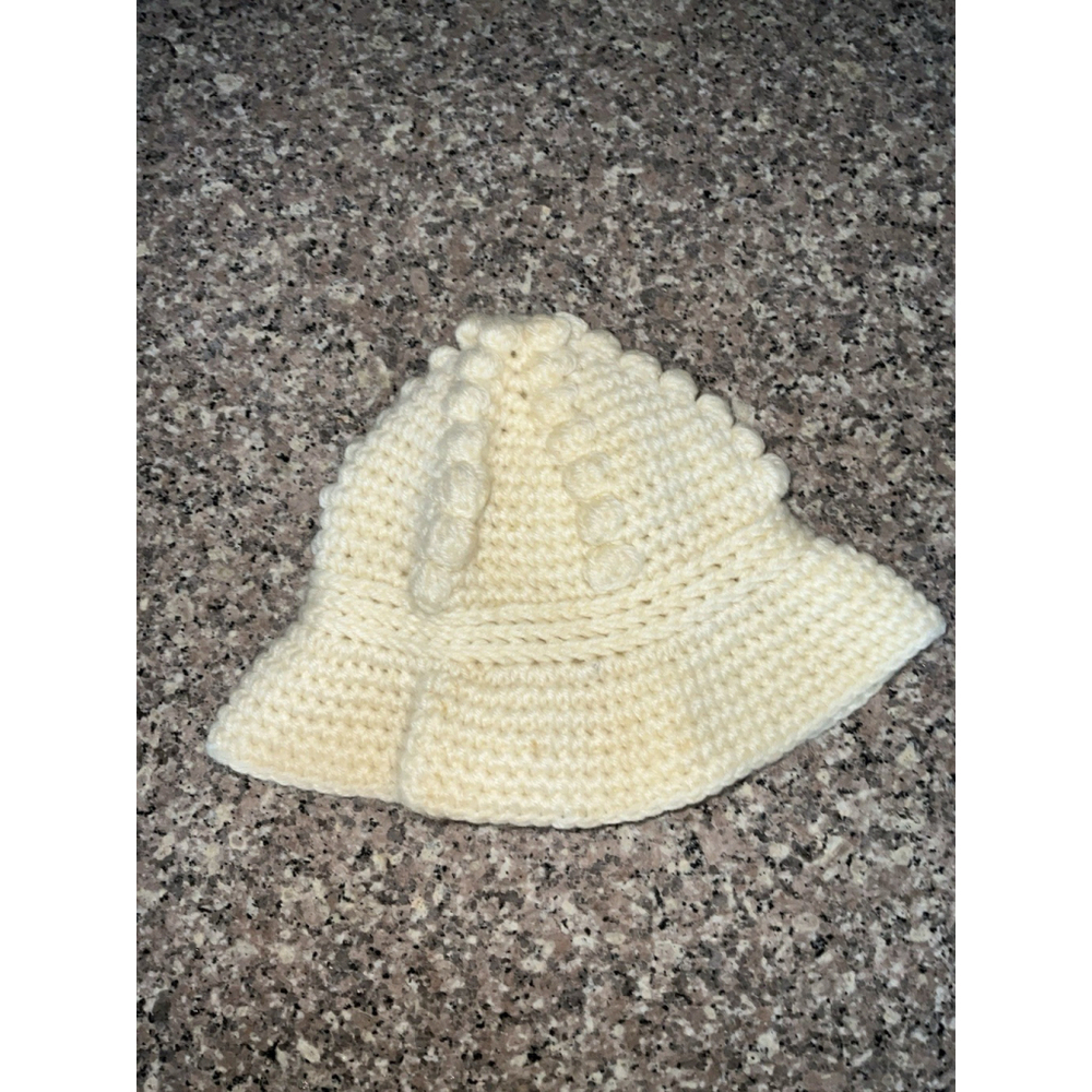 Beanie Cream Color Crocheted One Size Fits Most Adult or Teen‎
